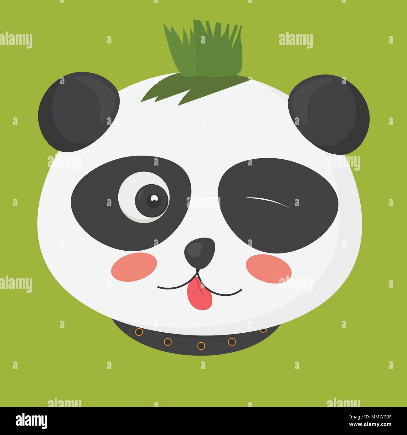 Vector illustration: punk panda character made in a cartoon style. Stock Vector