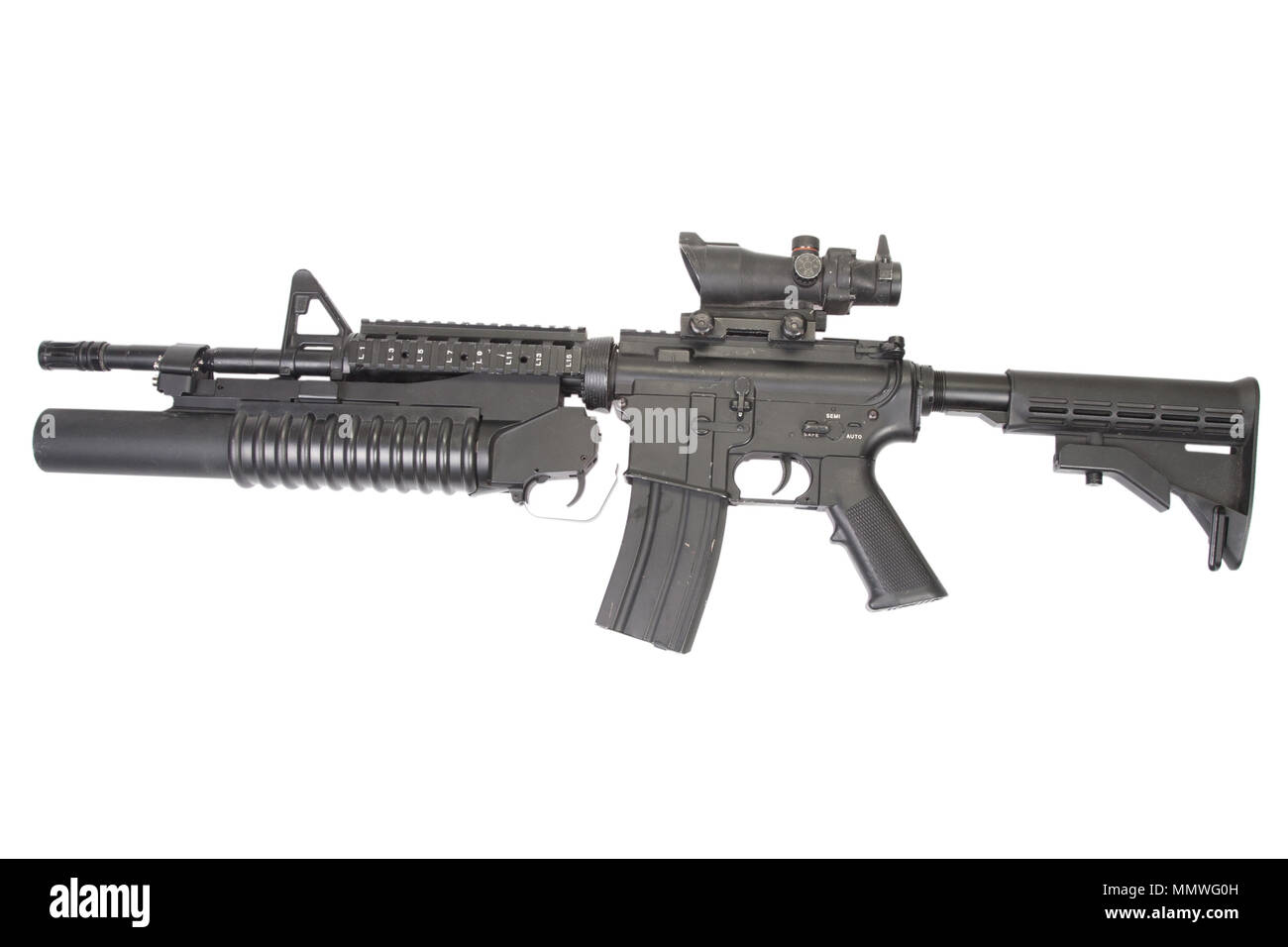 An M4a1 Carbine Equipped With An M203 Grenade Launcher Stock