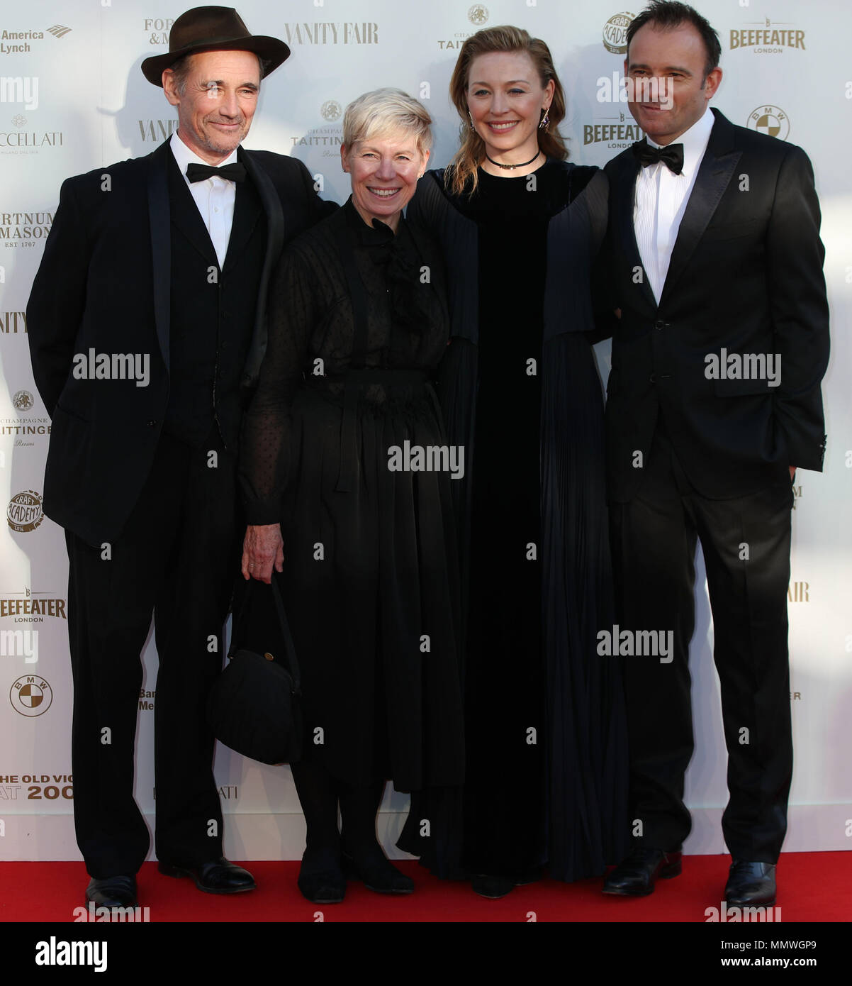 (left to right) Mark Rylance and his wife Claire van Kampen, Juliet Rylance and Matthew Warchus arriving for the Old Vic Bicentenary Ball, at the Old Vic in Lambeth, London. Stock Photo