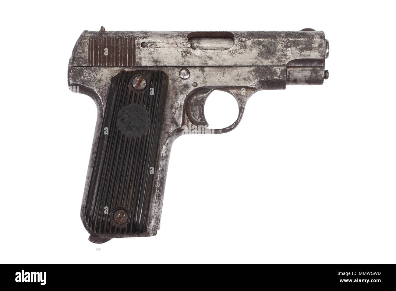 Old rusty handgun on white Stock Photo - Alamy