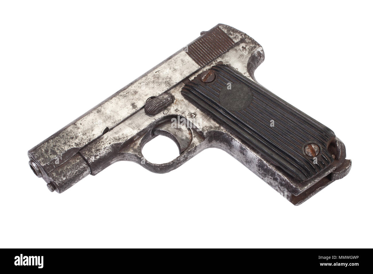 Old rusty handgun on white Stock Photo - Alamy