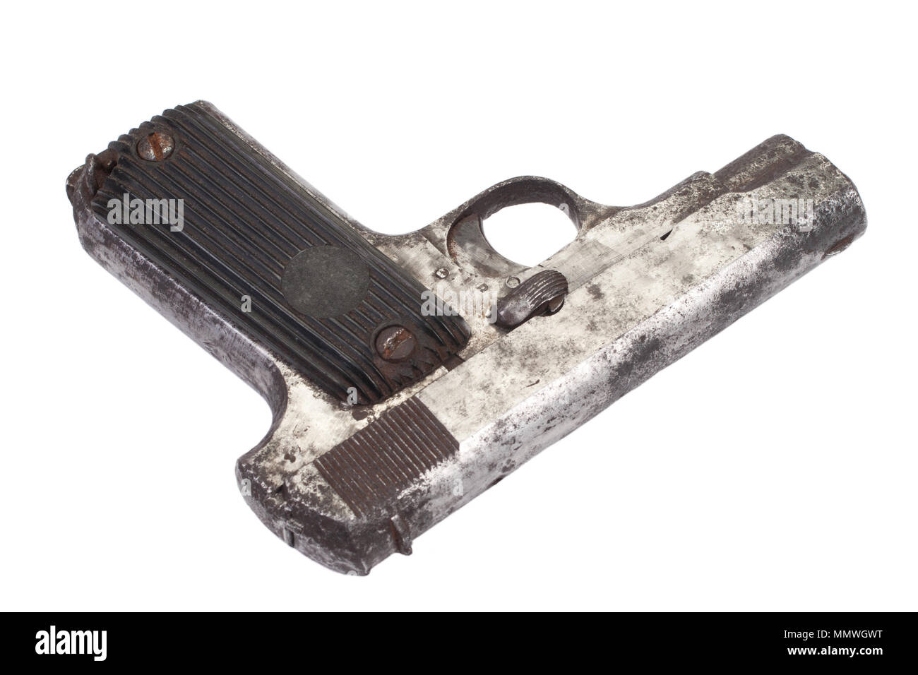 Old rusty handgun on white Stock Photo - Alamy