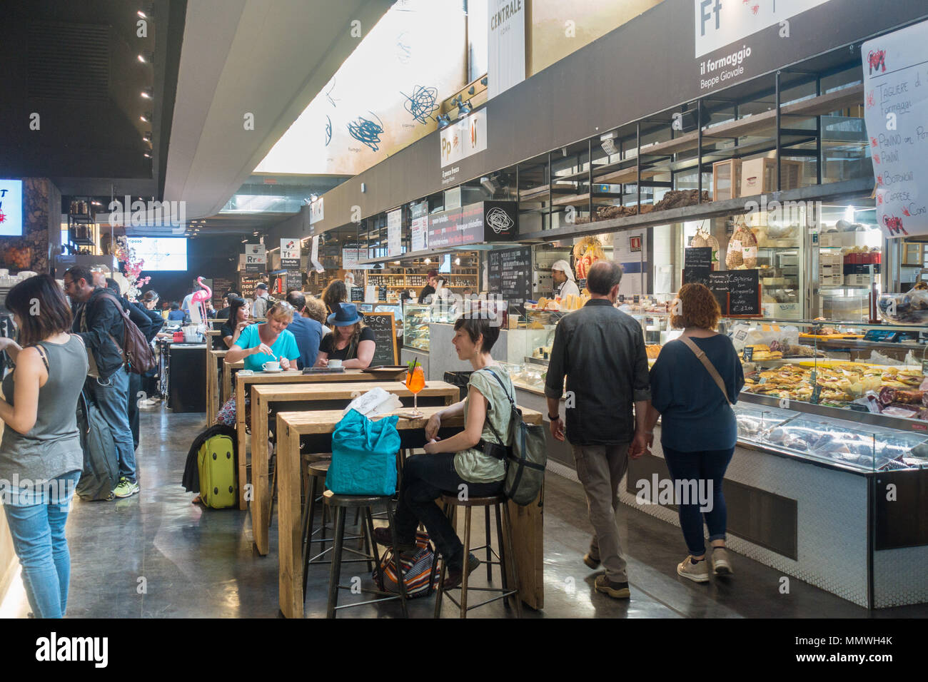 Rome Italy 2018 - Food court at mercato centrale Stock Photo