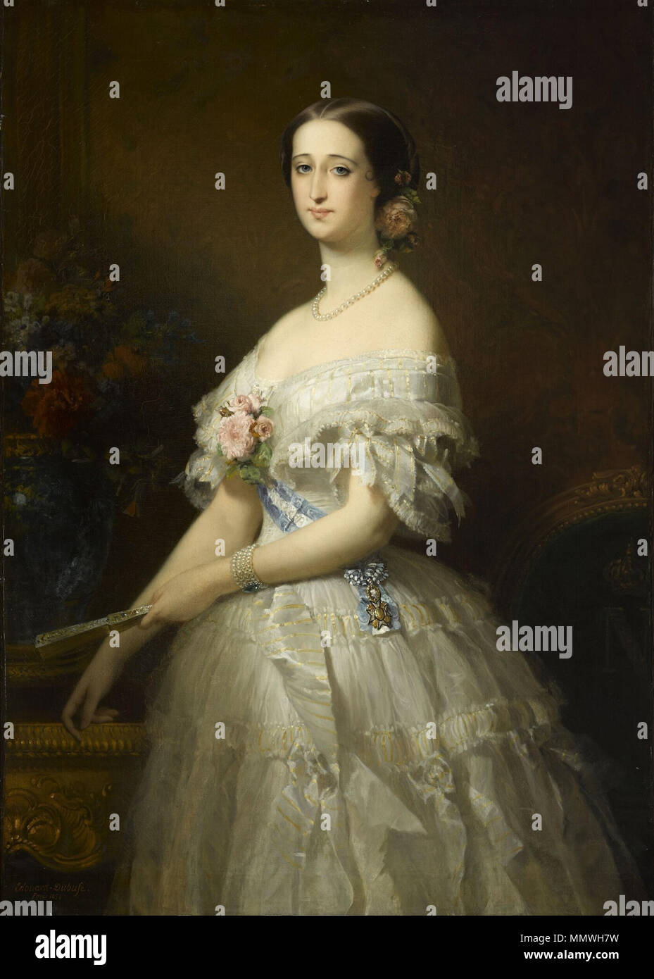 .  Français : Eugénie de Montijo, impératrice des Français, représentée en robe de bal. Eugénie de Montijo de Guzman (1826-1920), impératrice des Français.  . 1854. Edouard-Louis Dubufe 001 Stock Photo