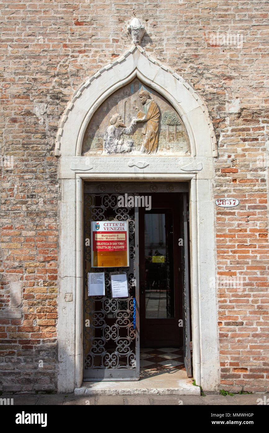 St Mark healing the cobbler Annaius, Scuola dei Calegheri / School for Cobblers, Campo San Toma, Venice, Italy Stock Photo