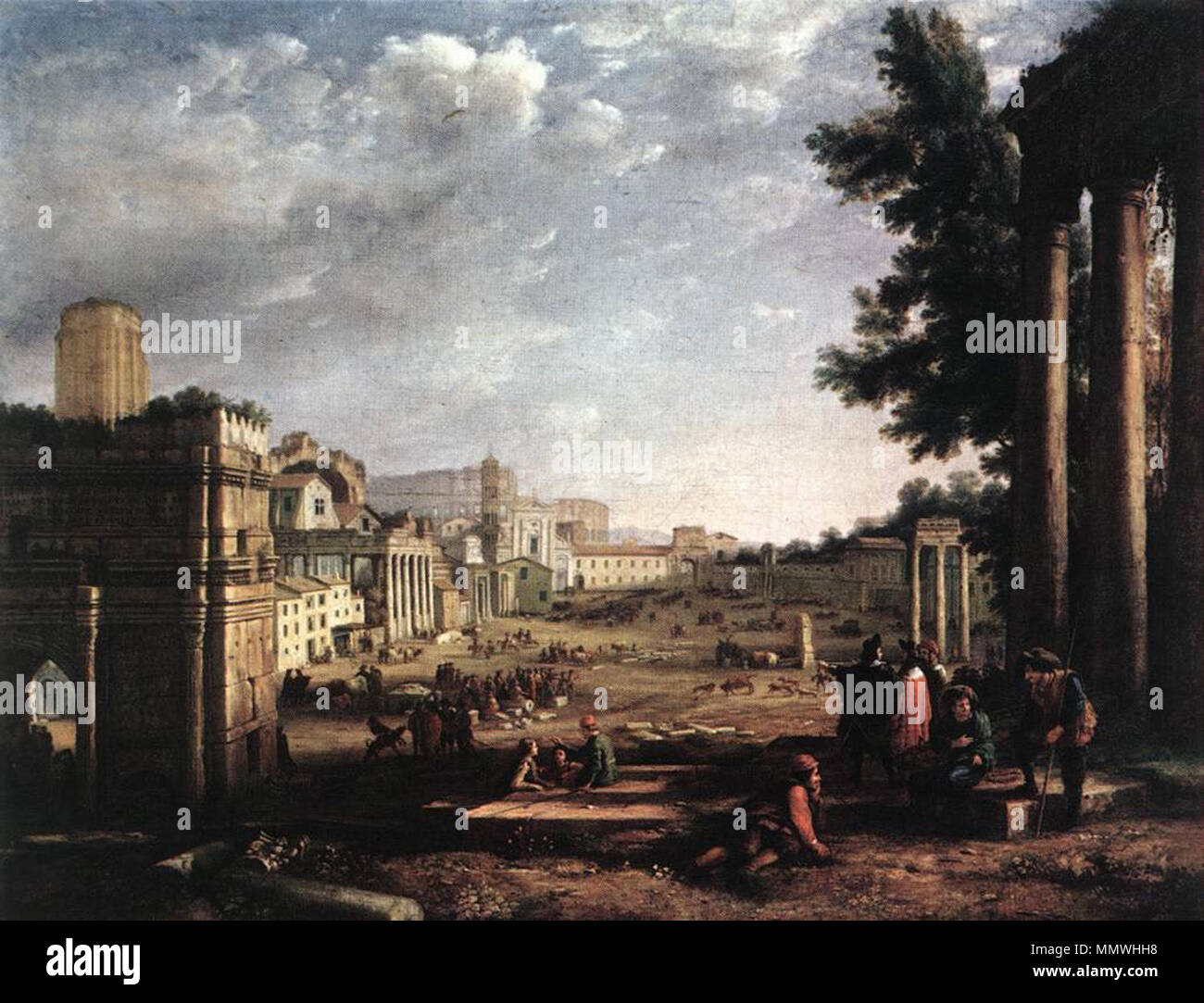 English: The Campo Vaccino, Rome . second half of 17th century. ClaudeL Stock Photo