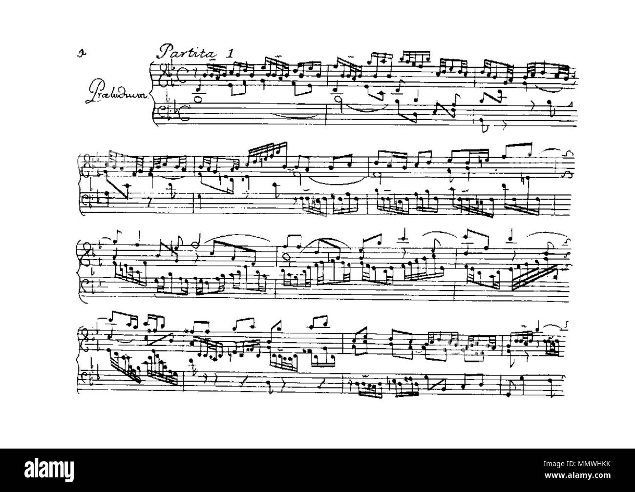 English: Opening Praeludium from Partita I, BWV 825, of Clavier-Übung I .  1731. Johann Sebastian Bach (1685–1750) Alternative names J. S. Bach; Bach;  J.S. Bach; J S Bach Description German composer