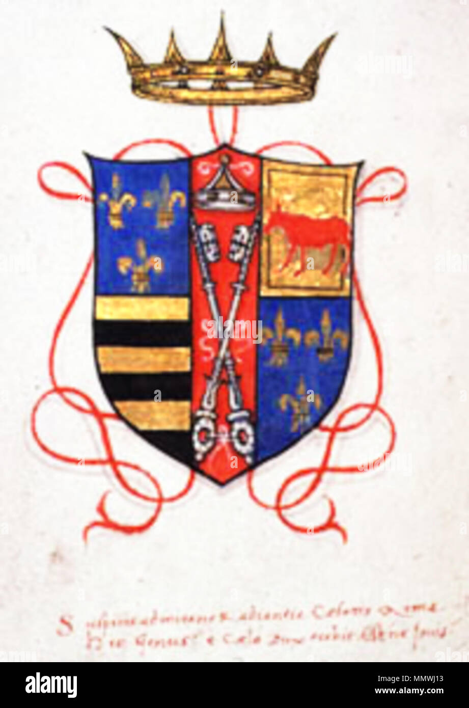 Cesare Borgia's coat of arms as Duke of Valentinois, Duke of Romagna and  Captain-General of