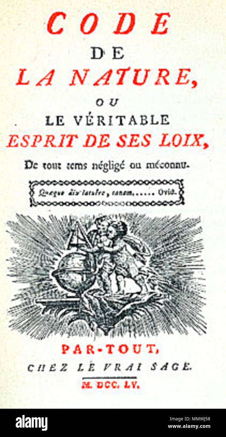 Deutsch: Titelseite des 'Code de la Nature, ou le véritable Esprit de ses  Loix.' (1755) Code-nature Stock Photo - Alamy