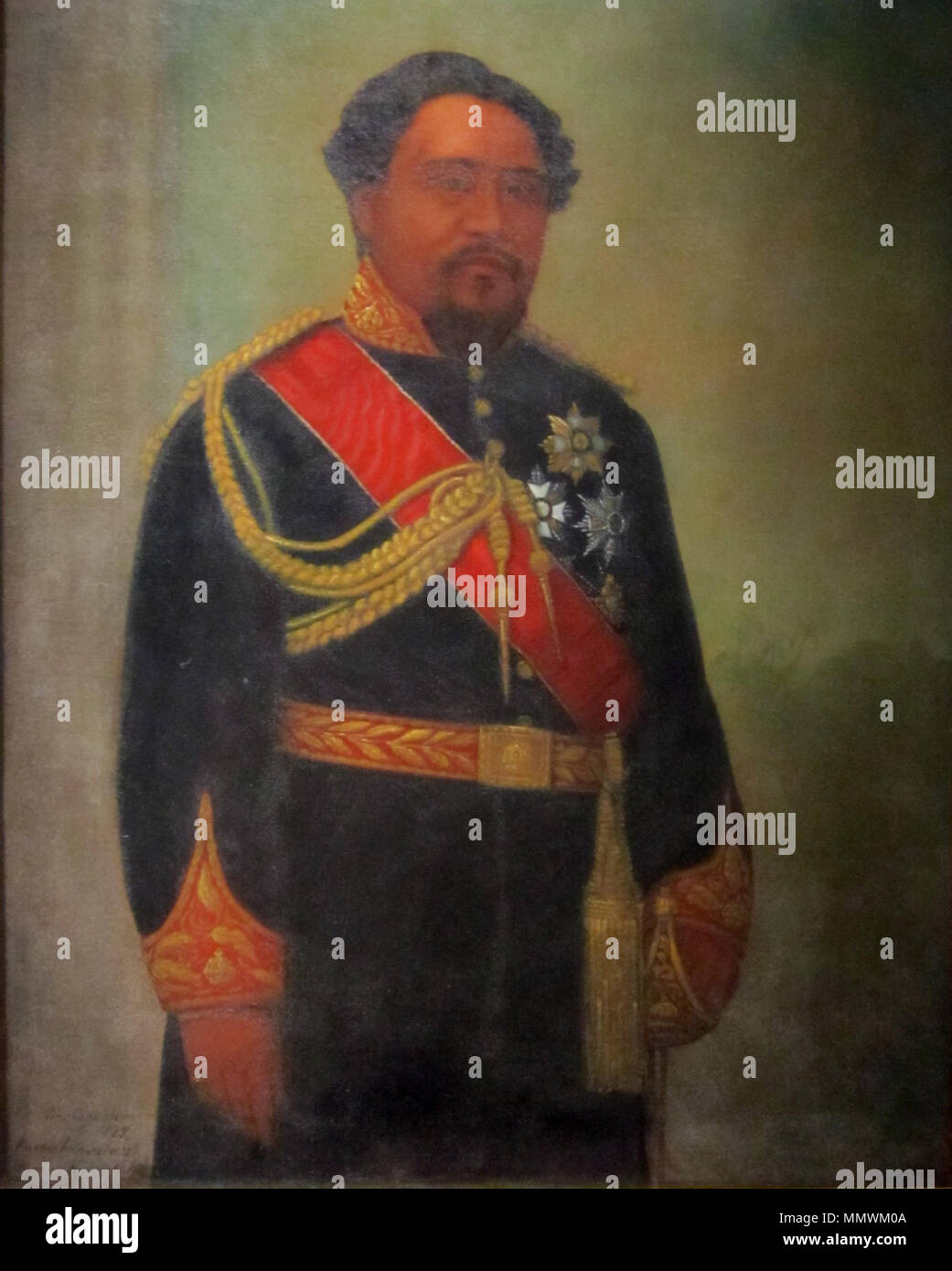 .  English: Portrait of King Kamehameha V painted by William Cogswell, Bishop Museum  . not given. King Kamehameha V painted by William Cogswell, Bishop Museum Stock Photo
