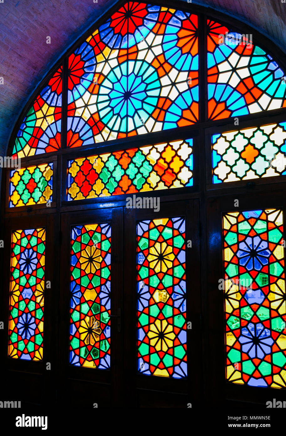Pink Moaque Nasir Al-Mulk Mosque in Shiraz, Iran, also known as Pink Mosque Stock ...