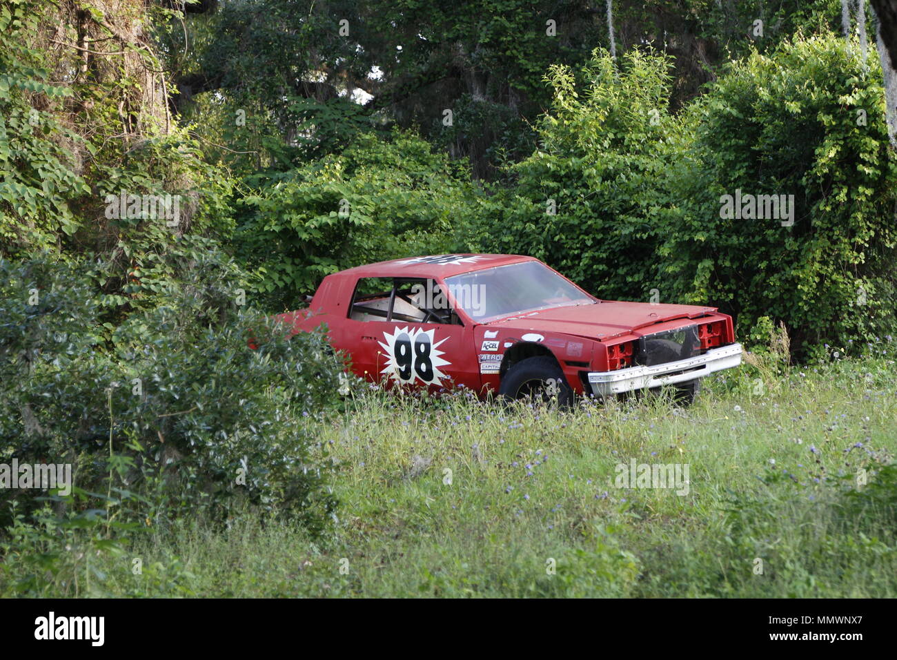 An abandoned old stock car in Florida Stock Photo