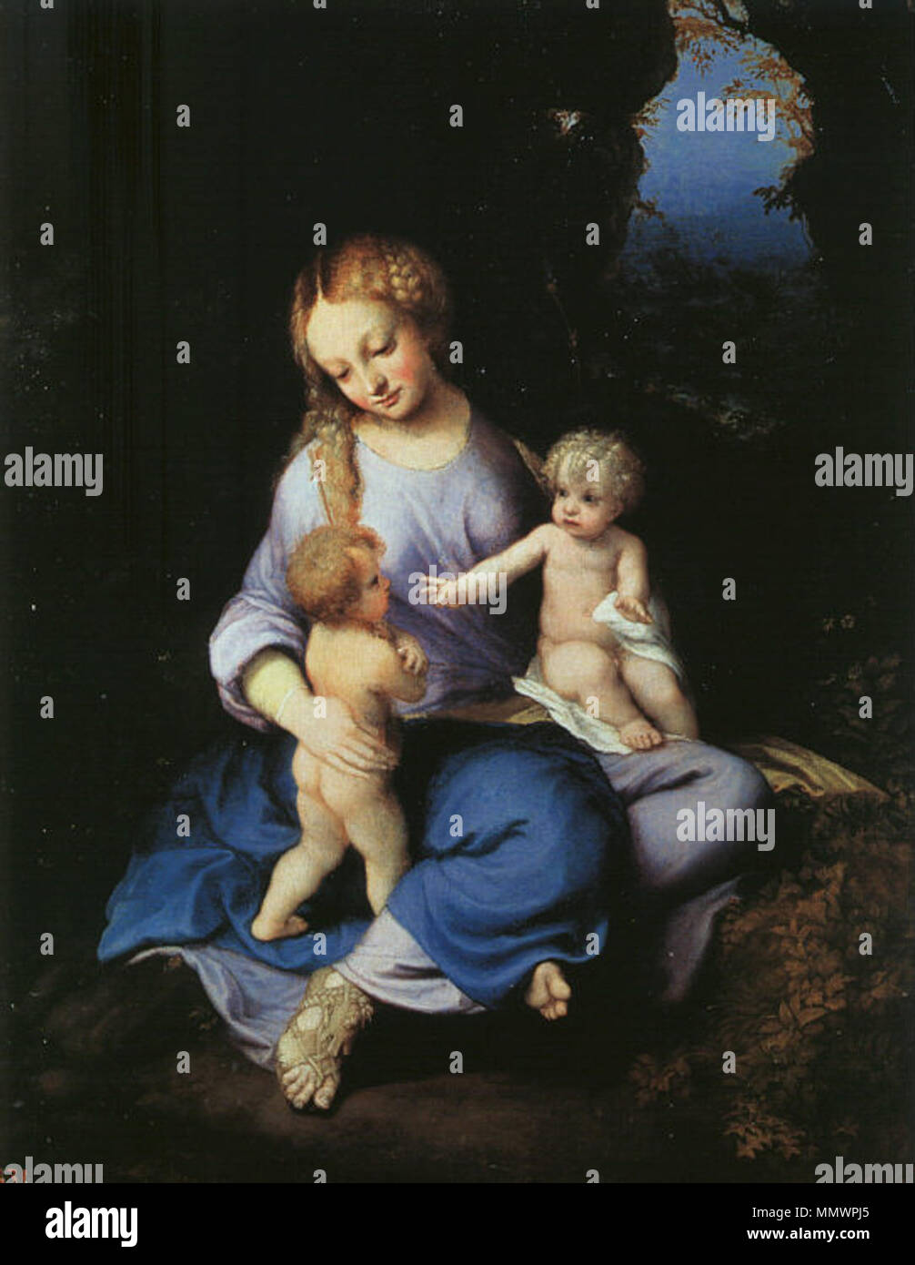 English madonna and child with the young saint john 1516 correggio