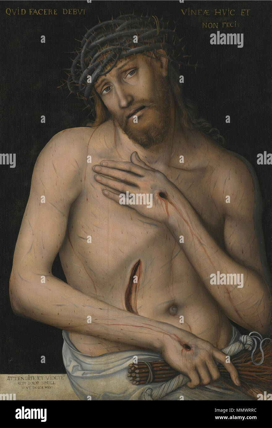 Christ as the Man of Sorrows. Unknown date. Lucas Cranach d.J. - Christus als Schmerzensmann Stock Photo