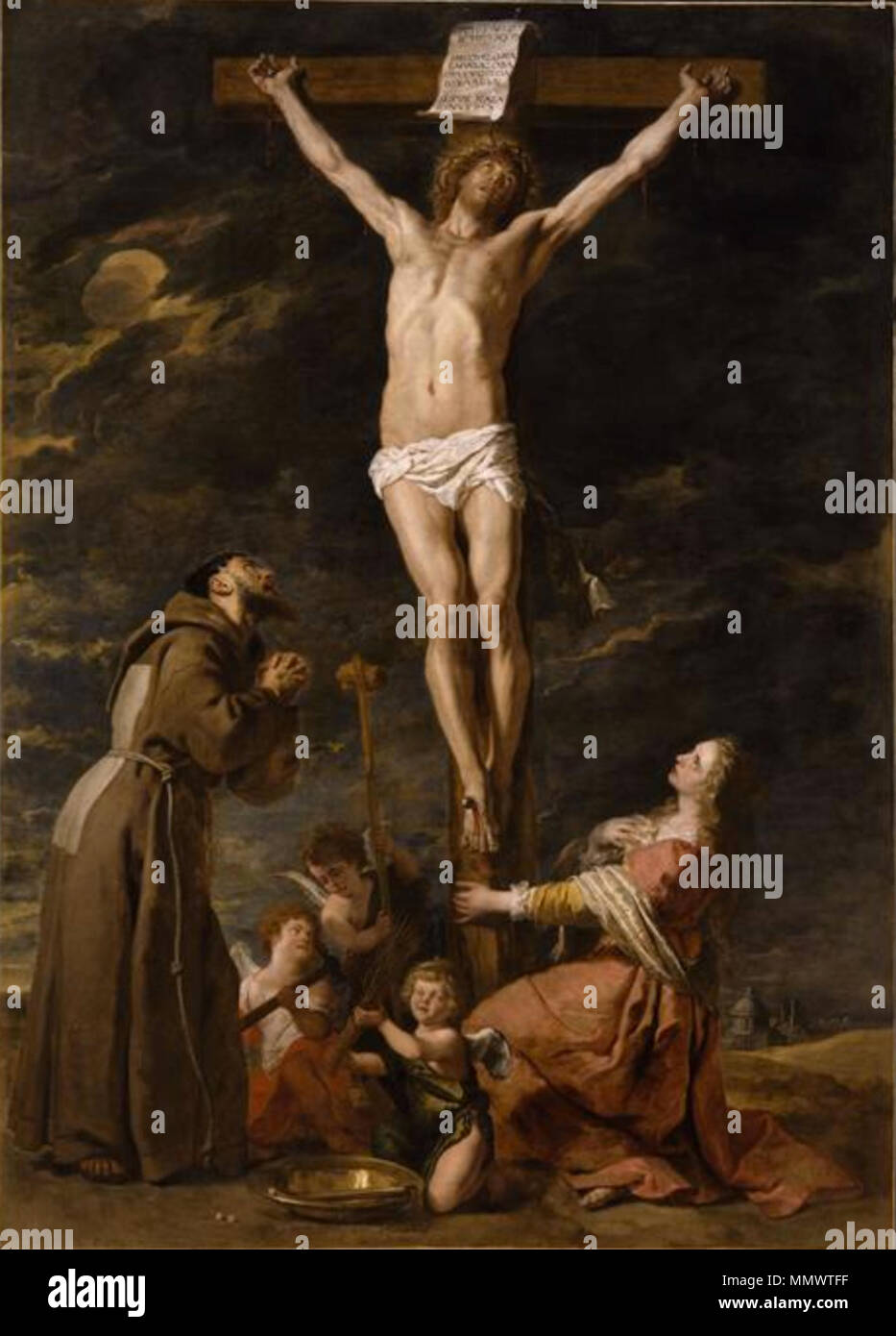Gaspar de Crayer – The Crucifixion with Saint Mary Magdalene and Saint Francis Stock Photo