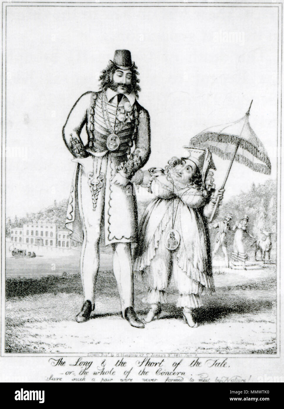 .     This PNG image has a thumbnail version at File: The Long and Short of the Tale by George Cruikshank.jpg. Generally, the thumbnail version should be used when displaying the file from Commons, in order to reduce the file size of thumbnail images. Any edits to the image should be based on this PNG version in order to prevent generational loss, and both versions should be updated. See here for more information. Deutsch | English | suomi | français | македонски | മലയാളം | português | русский | +/−  The Long and Short of the Tales, caricature engraving of Queen Caroline and Bartolomeo Pergami Stock Photo
