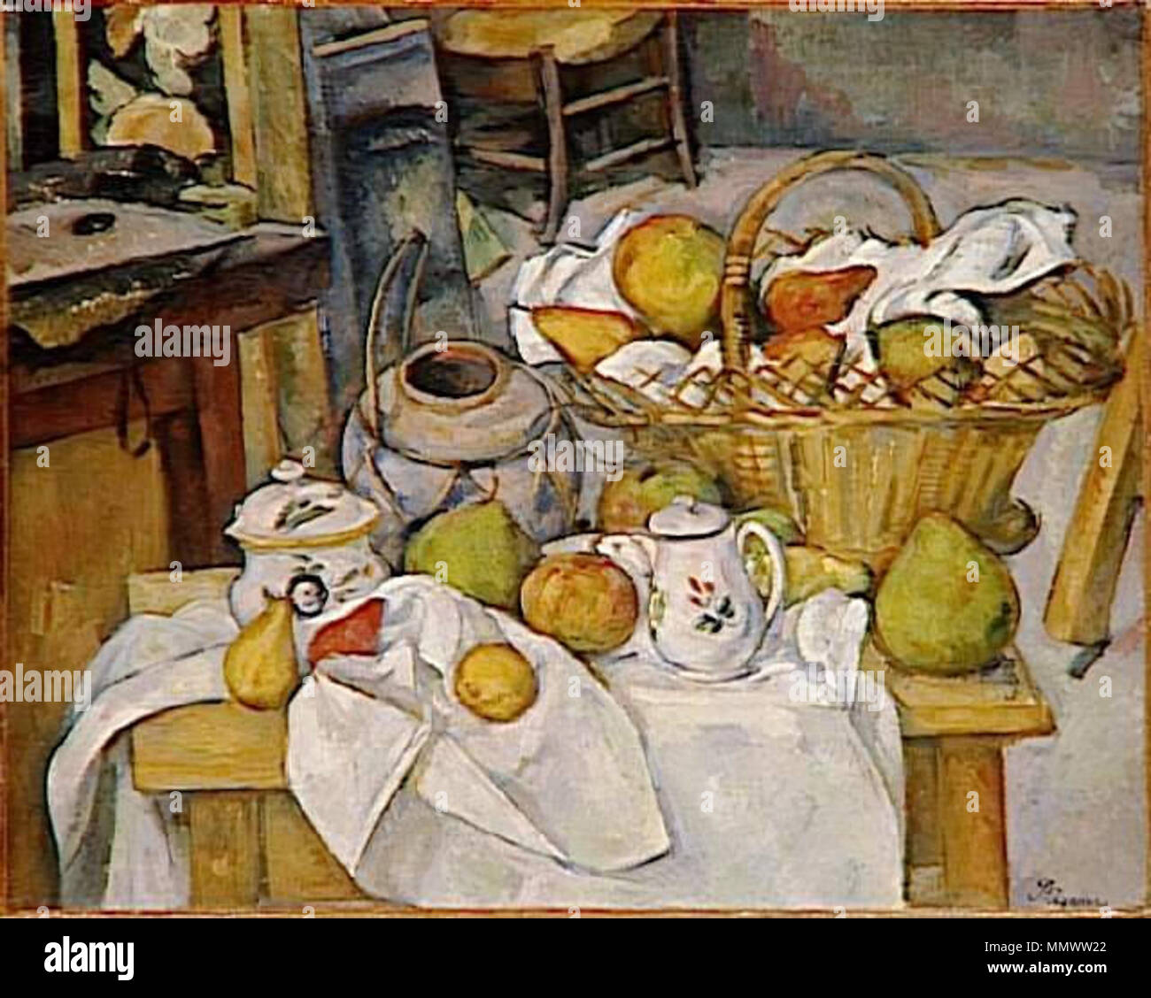 Cézanne Nature morte au panier Stock Photo - Alamy