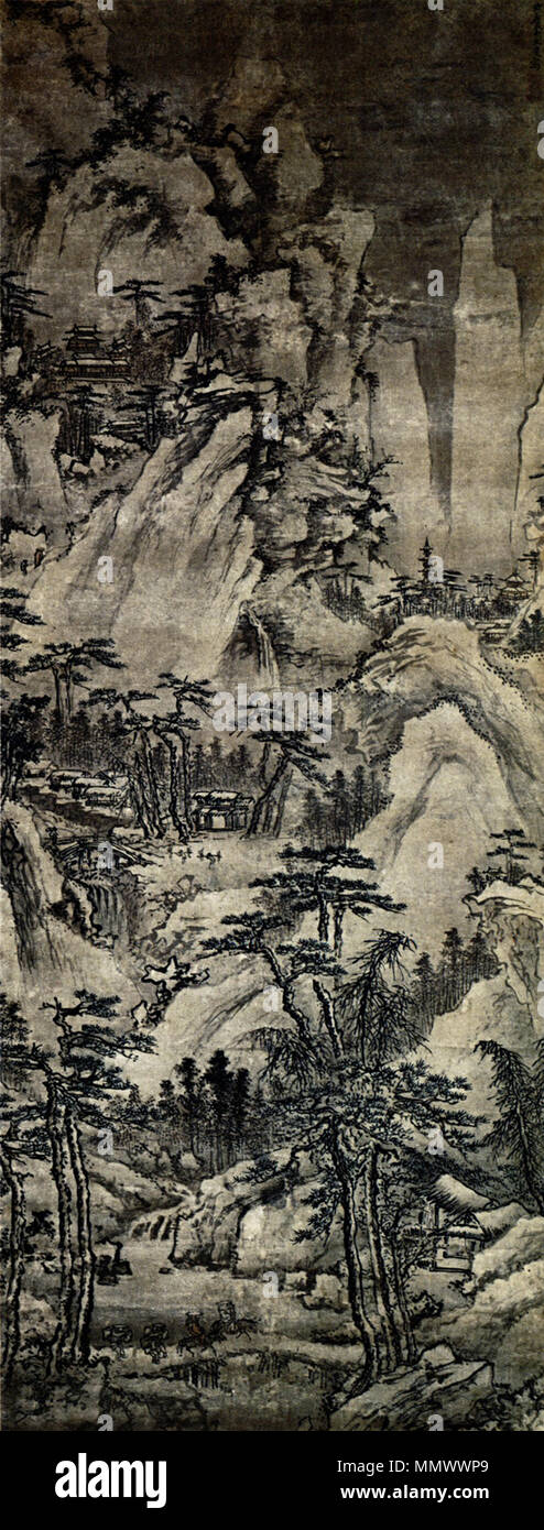 English Traveling In Snowy Mountains Hanging Scroll Color On Paper 244 2 X 92 9 Cm Located At The Lushun Museum In Dalian China 中文 雪山行旅圖 立軸 紙本設色纵244 2厘米横92 9厘米中国大連旅順博物館 Early
