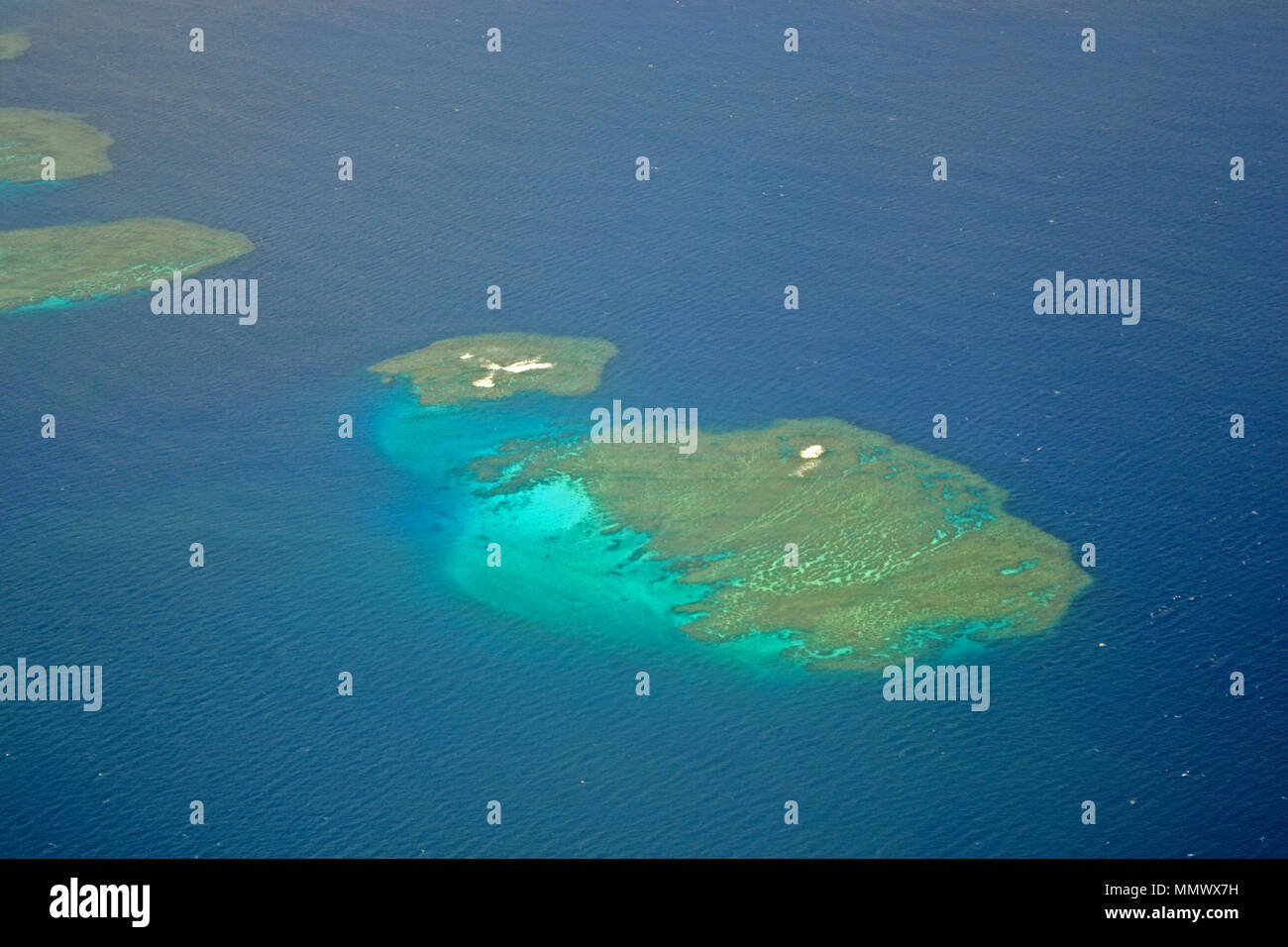 Aerial view of an islet part of the Integral Reserve Yves Merlet, south of New Caledonia, South Pacific Stock Photo