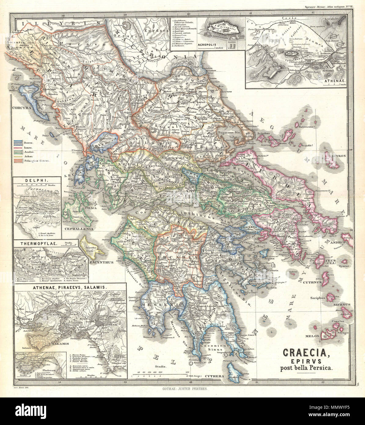English This Karl Von Spruner S 1865 Map Of Graecia Epirus Post