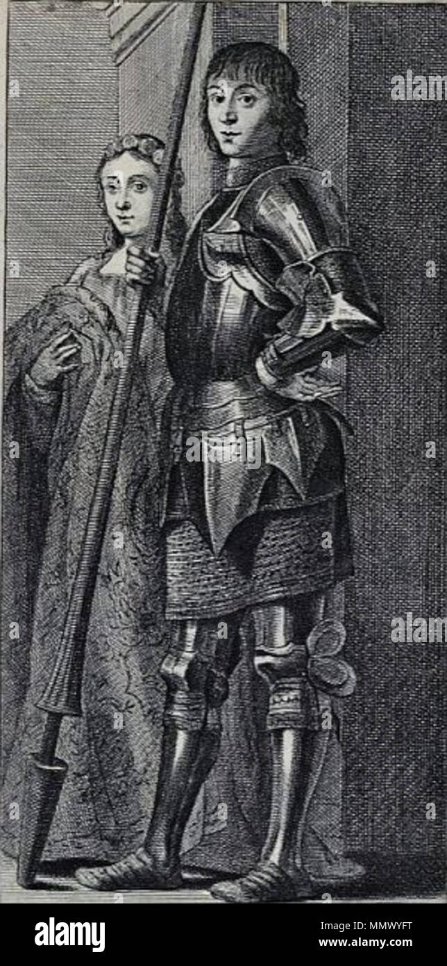 English: A Man in Armor and a Young Woman at his side . 1673 