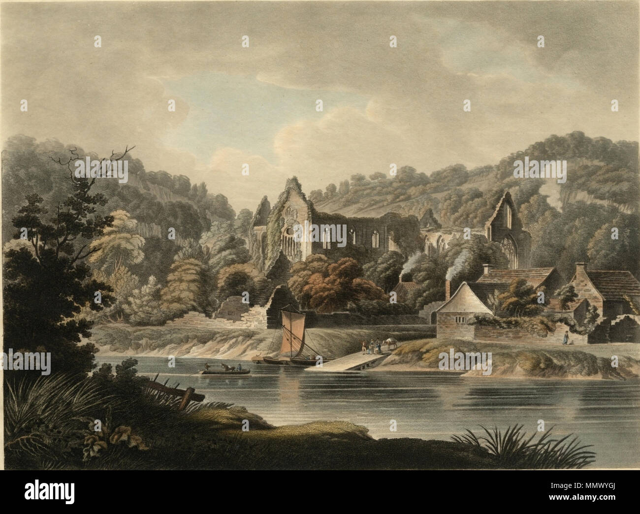 . English A print of the River Wye landing at Tintern by Edward Dayes