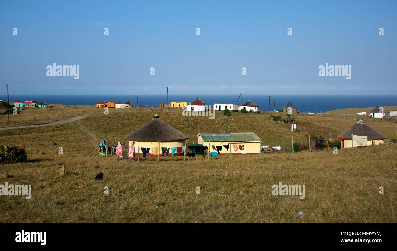 Typical houses in Coffee Bay, Eastern Cape, Wild Coast, South Africa Stock Photo