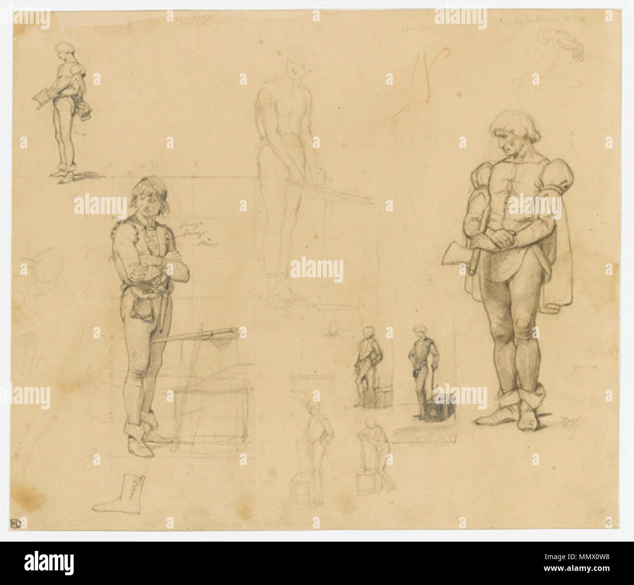 The Executioner - Study for The Execution of Lady Jane Grey. 1832 or 1833. Delaroche study for Jane Grey 3 Stock Photo