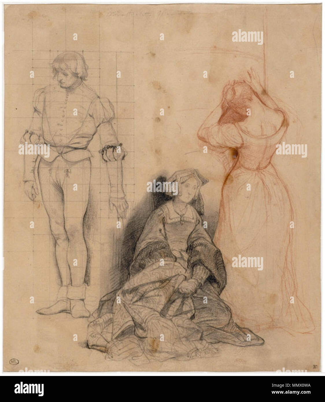 Study for The Execution of Lady Jane Grey. 1832. Delaroche study for Jane Grey 2 Stock Photo