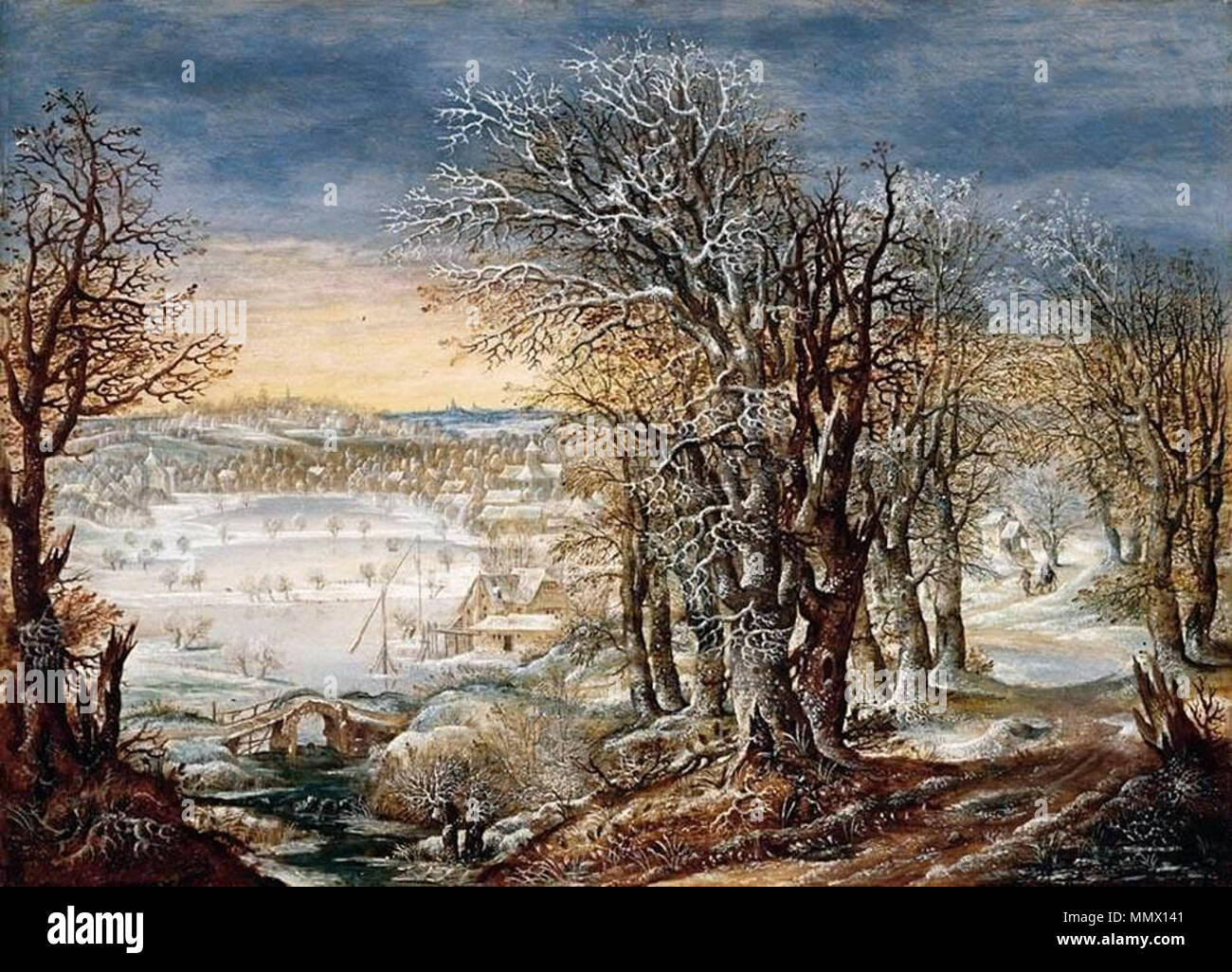 Denis van Alsloot - Winter Landscape in the Fôret de Soignes, with the Flight Into Egypt - WGA00197 Stock Photo