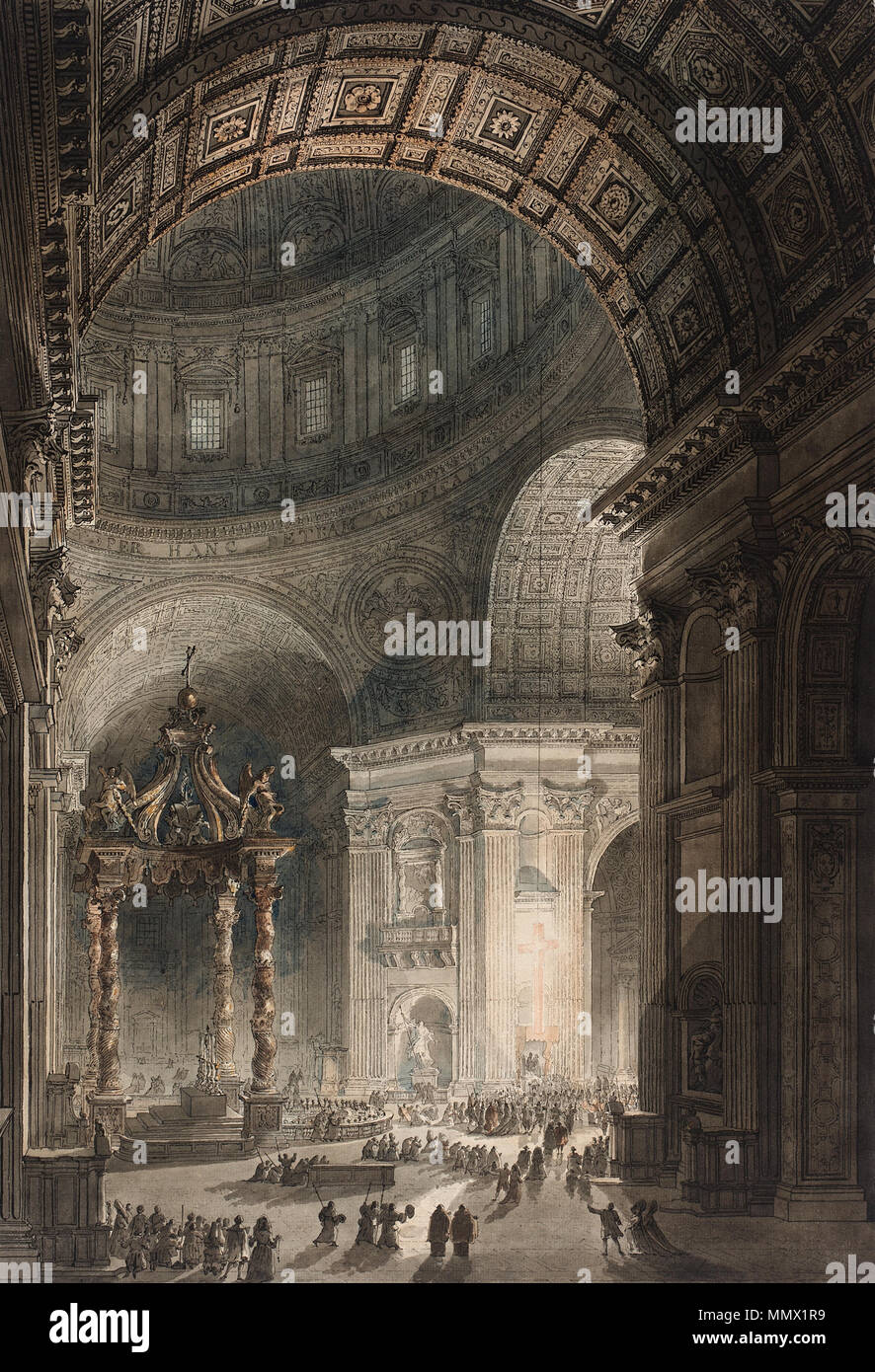 . Proof: First state of two  Illumination of the Cross in St. Peter's on Good Friday. 1787. Desprez, Piranesi - Illumination of the Cross in St. Peter's on Good Friday Stock Photo