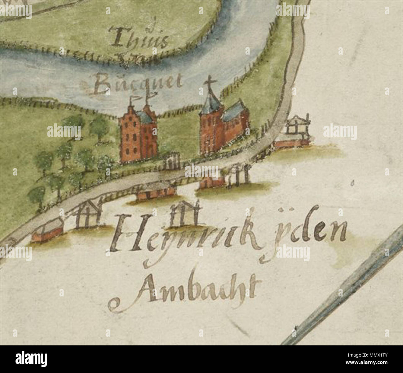 Elim Hendrik Ido Ambacht . Nederlands: Detail van kaart uit 1584 met Hendrik-Ido-Ambacht . 1584