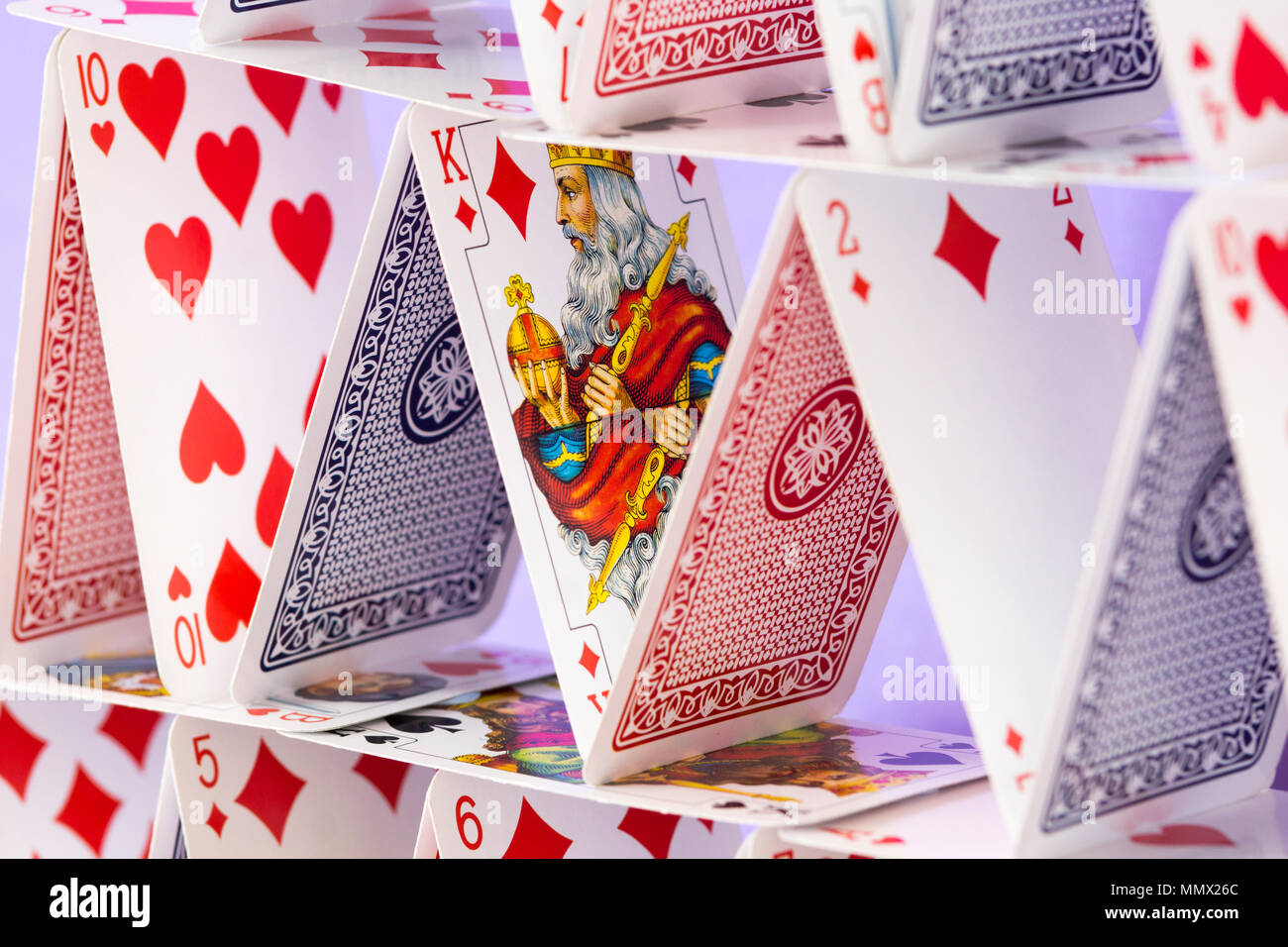 A house of cards - a metaphor for a complicated organisation or plan that can easily go wrong Stock Photo