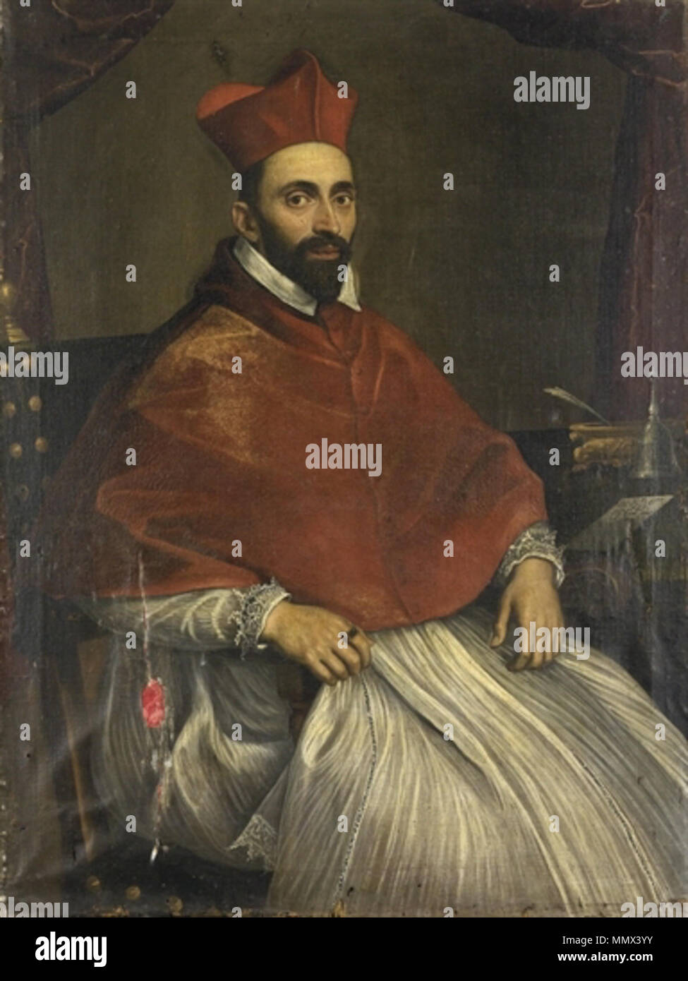 . Portrait of Cardinale Antonio Michele Ghislieri detto Alessandrino (1504-1572)  . 16th century. Domenichino, cardinale Ghislieri Stock Photo