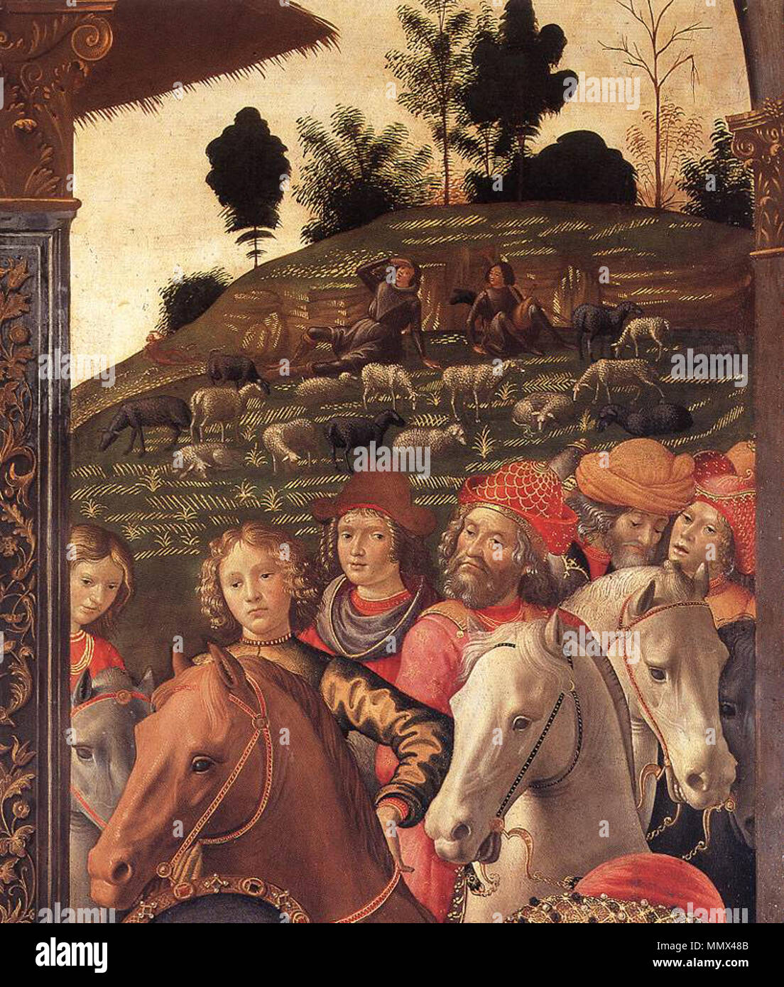 English: The Adoration of the Magi (detail) . 1488. Domenico ...