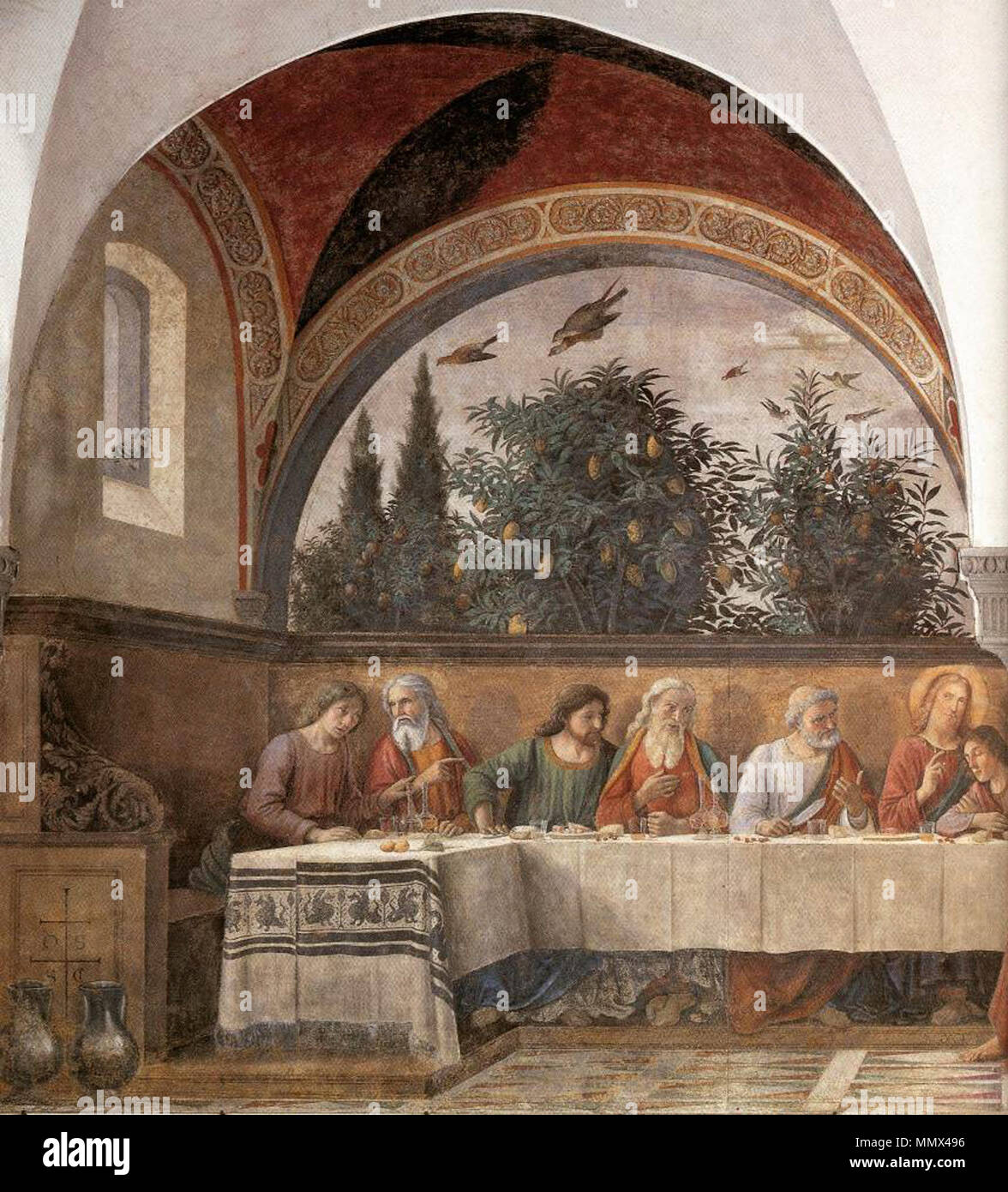 English Last Supper (detail) . 1480. Domenico ghirlandaio, cenacolo di