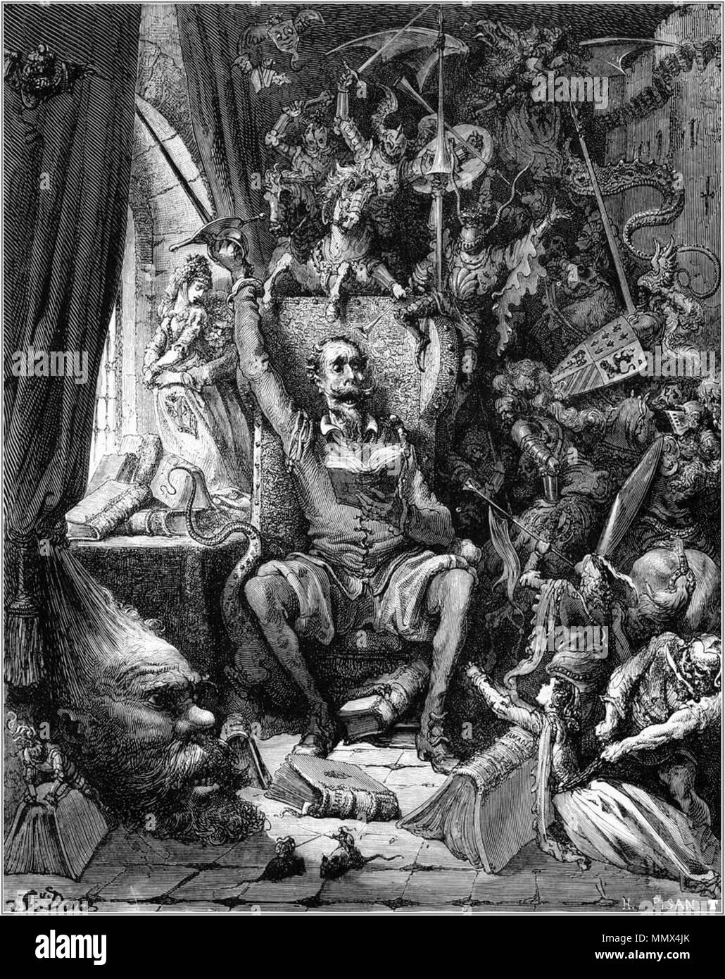 English Illustration 1 For Miguel De Cervantes S Don Quixote Francais Illustration 1 Du Don Quichotte De Miguel De Cervantes 1863 Gustave Dore 12 18 Alternative Names Paul Gustave Dore Paul