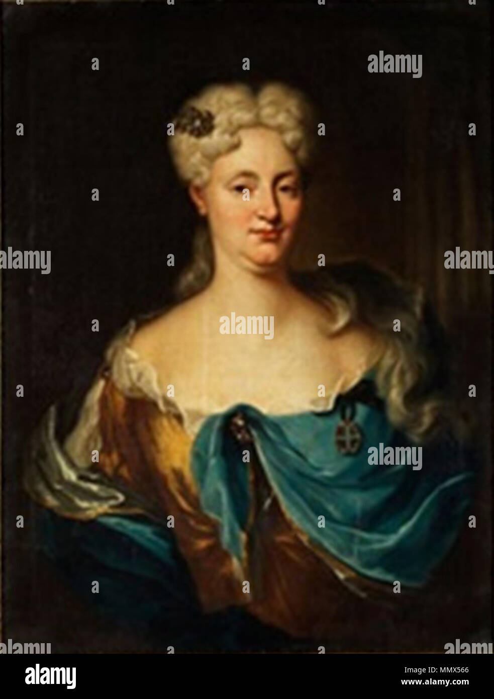 .  English: Portrait of Violente Theresia of Thurn and Taxis (1683-1734)  . first half of 18th century. Douven, van - Violante Maria Theresa of Thurn and Taxis, pair Stock Photo