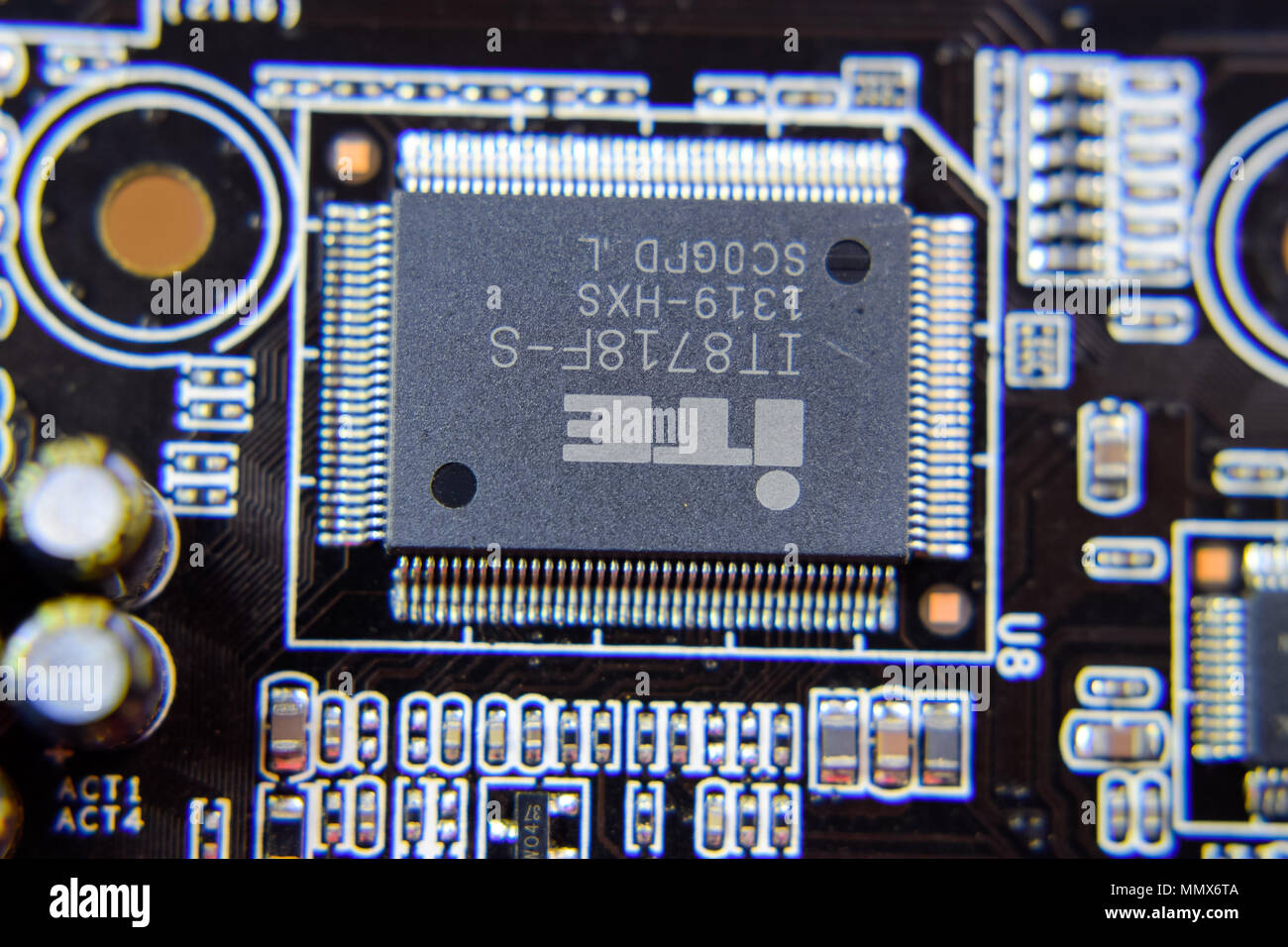 Krasnodar, Russia May 11, 2018 Electronic board with electrical