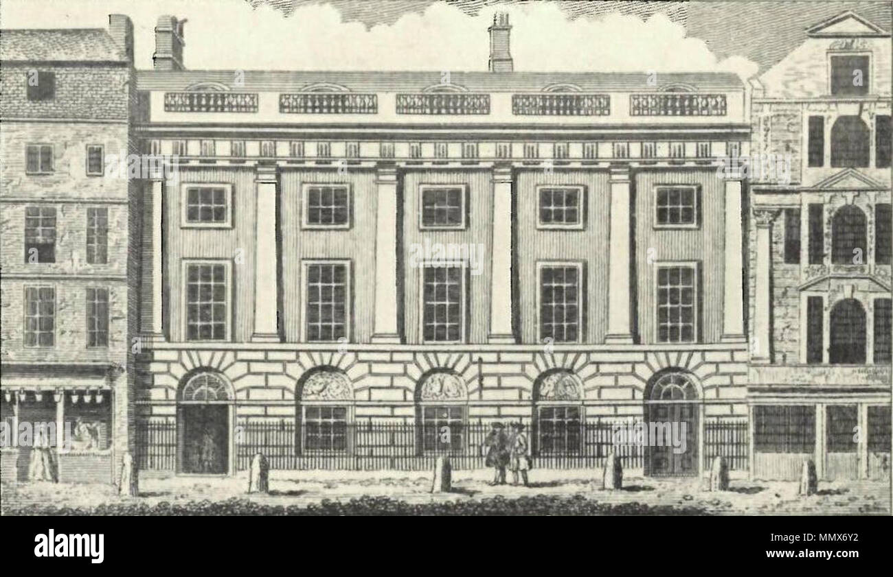 . English: Engraving of East India House, Leadenhall Street, London, by T. Simpson: published in John Entick, A New and Accurate History and Survey of London (London, 1766); reproduced in William Foster, The East India House (London, 1924)  . 23 May 2013, 23:09:44. T. Simpson (1766) E India House Stock Photo