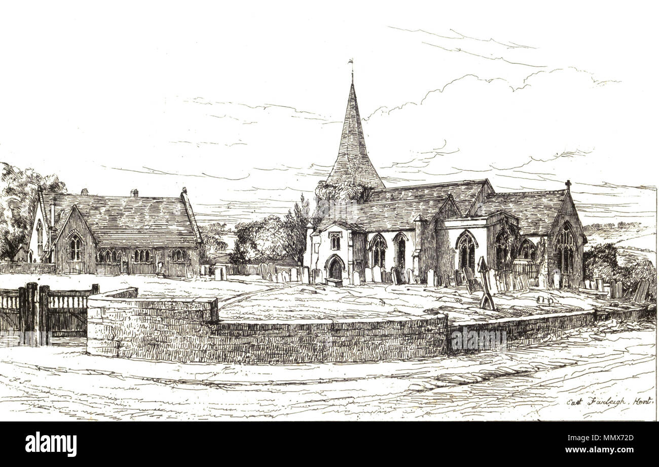 . English: Sketch of the church in East Farleigh  . 1852.   Arthur Hussey  (1794–1862)     Description British cleric and clerk  Date of birth/death 1794 1862  Authority control  : Q16943857 VIAF:?309842440 LCCN:?no2014085001 WorldCat East Farleigh Church Stock Photo