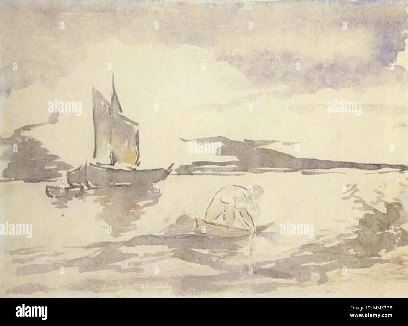 Edouard Manet La Peche Dessin Stock Photo Alamy