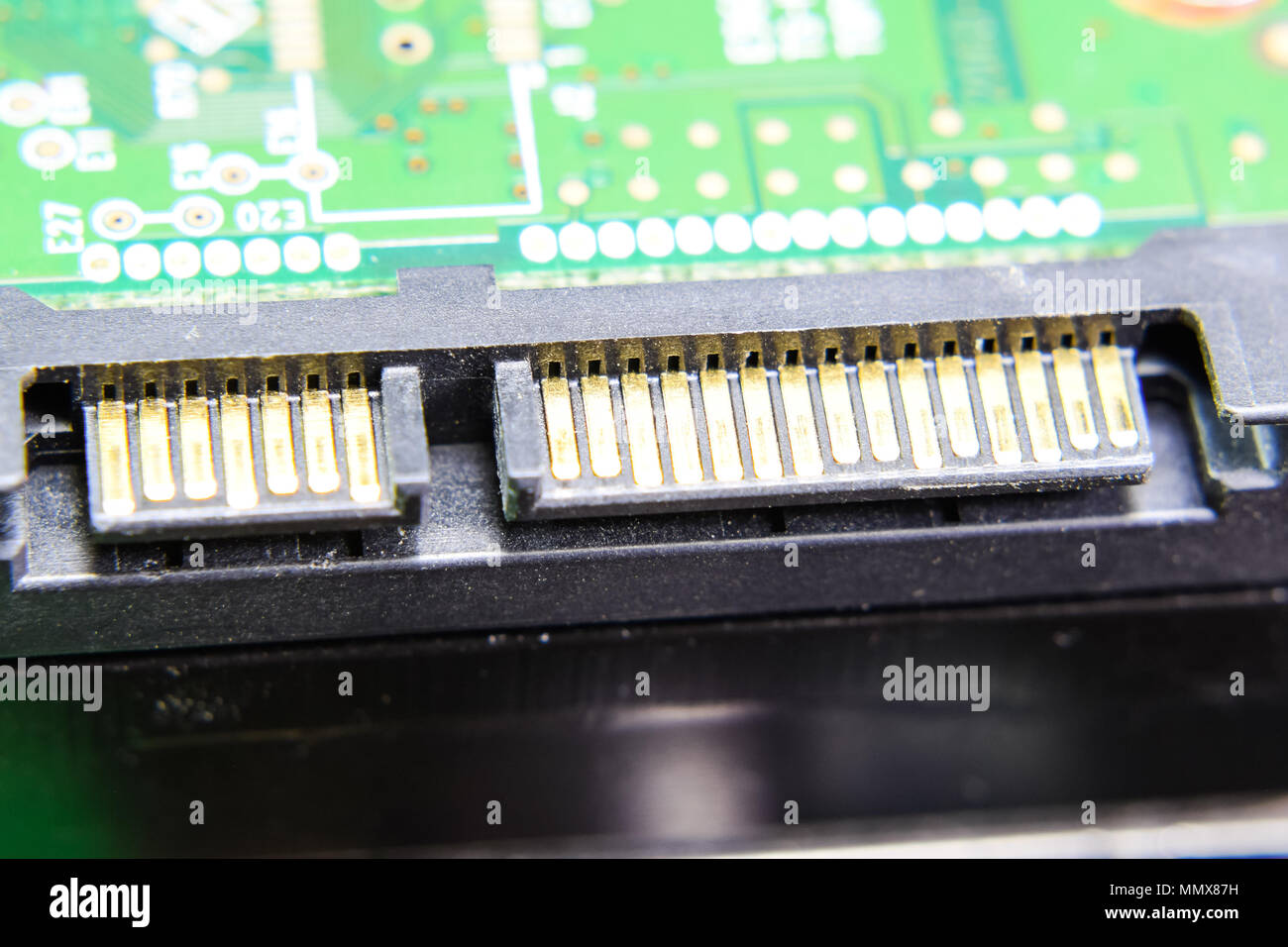 sata hard drive connector Electronic board with electrical components.  Electronics of computer equipment Stock Photo - Alamy