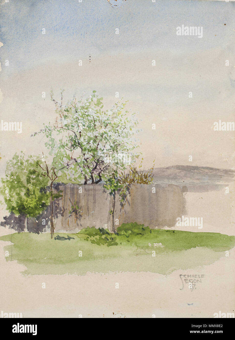 Garten mit Baum. 1907. Egon Schiele - Garten mit baum- JK 167 Stock Photo