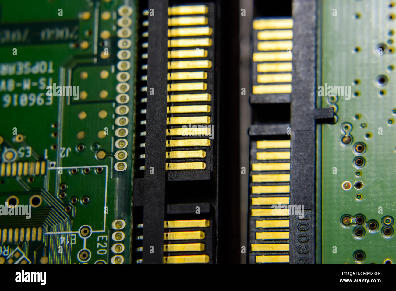 sata hard drive connector Electronic board with electrical components ...