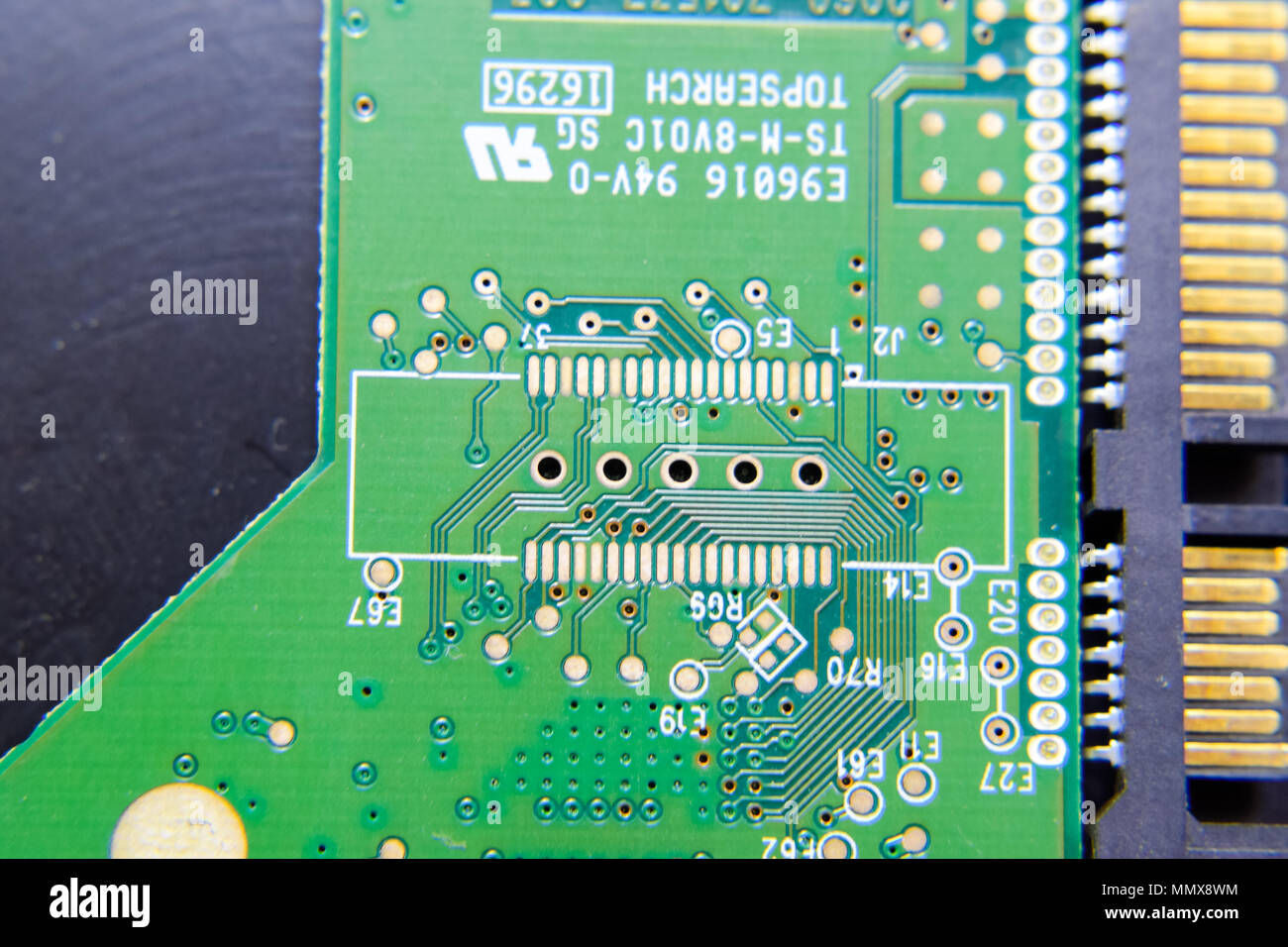 sata hard drive connector Electronic board with electrical components ...