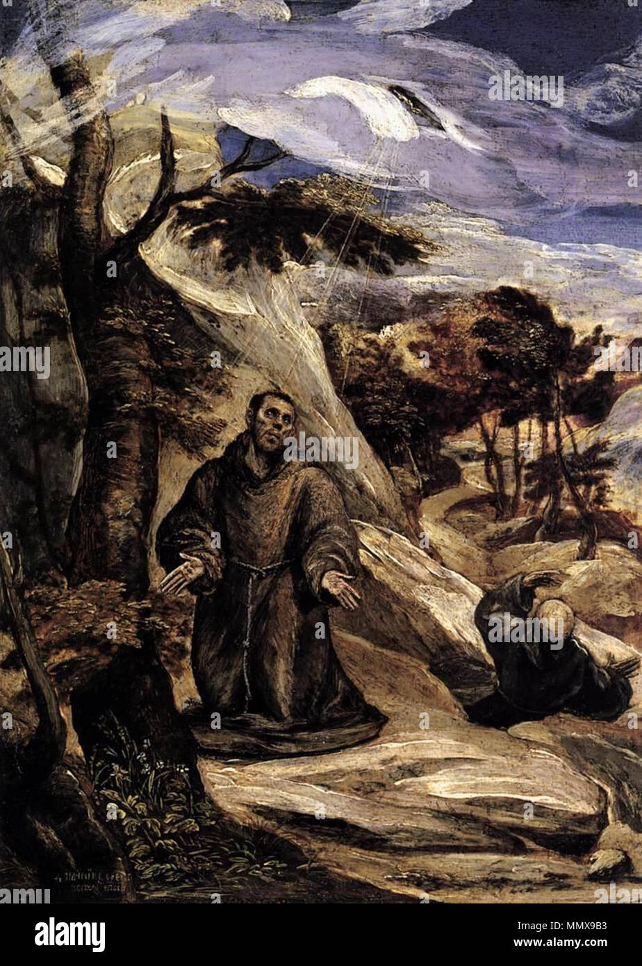 English: St Francis Receiving the Stigmata . between 1570 and 1572. El ...