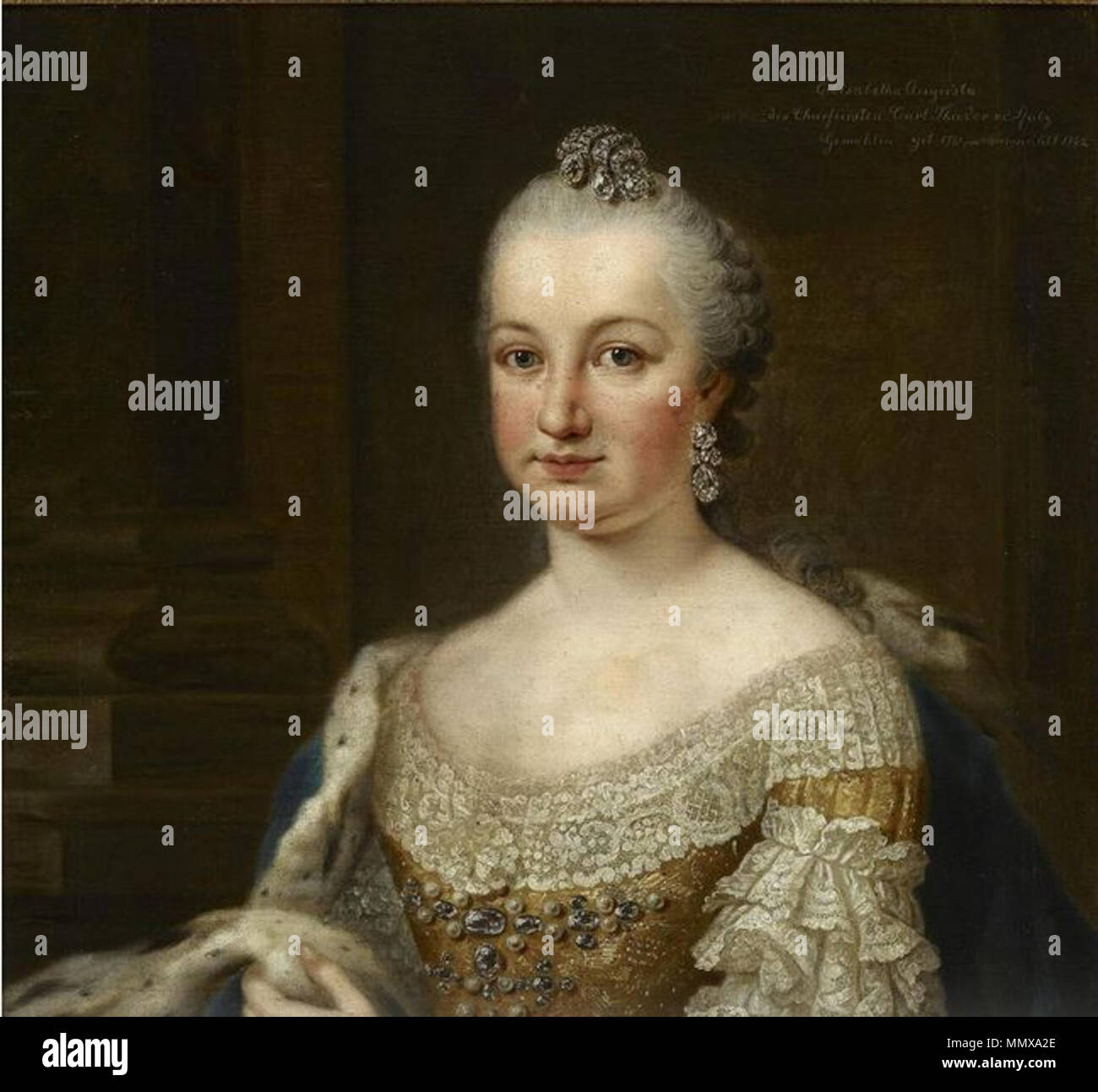 .  English: Portrait of Countess Palatine Elisabeth Auguste of Sulzbach (1721-1794)  . 18th century. Elisabeth Augusta of Sulzbach, Schwetzingen Stock Photo