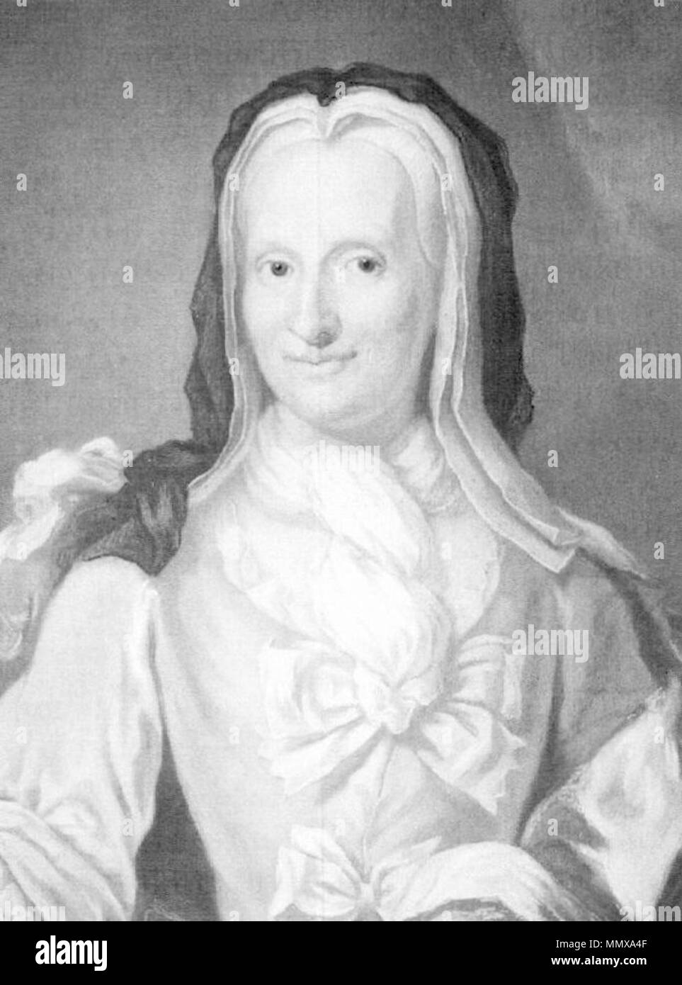 .  English: Portrait of Elisabeth Stierncrona (1714-1769) Svenska: Elisabeth Stierncrona (1714-1769). Målning av M Hallman. Svenska Porträttarkivet (SPA). Elisabeth Stierncrona var född 1714-01-09 i Klara församling, Stockholms län (trol i Sthlm Klara), död 1769-07-28 i Jakobs församling, Stockholms län. Hon var dotter till friherre Gabriel Stierncrona (1669-1703) och hans hustru Antoinetta Maria Amya (1680–1721), bosatta på Åkeshovs slott i Bromma. Hon var gift med greve Fredrik Gyllenborg (1698-1759).  . Okänt, omkring 1760 till 1822. Elisabeth Stierncrona Stock Photo