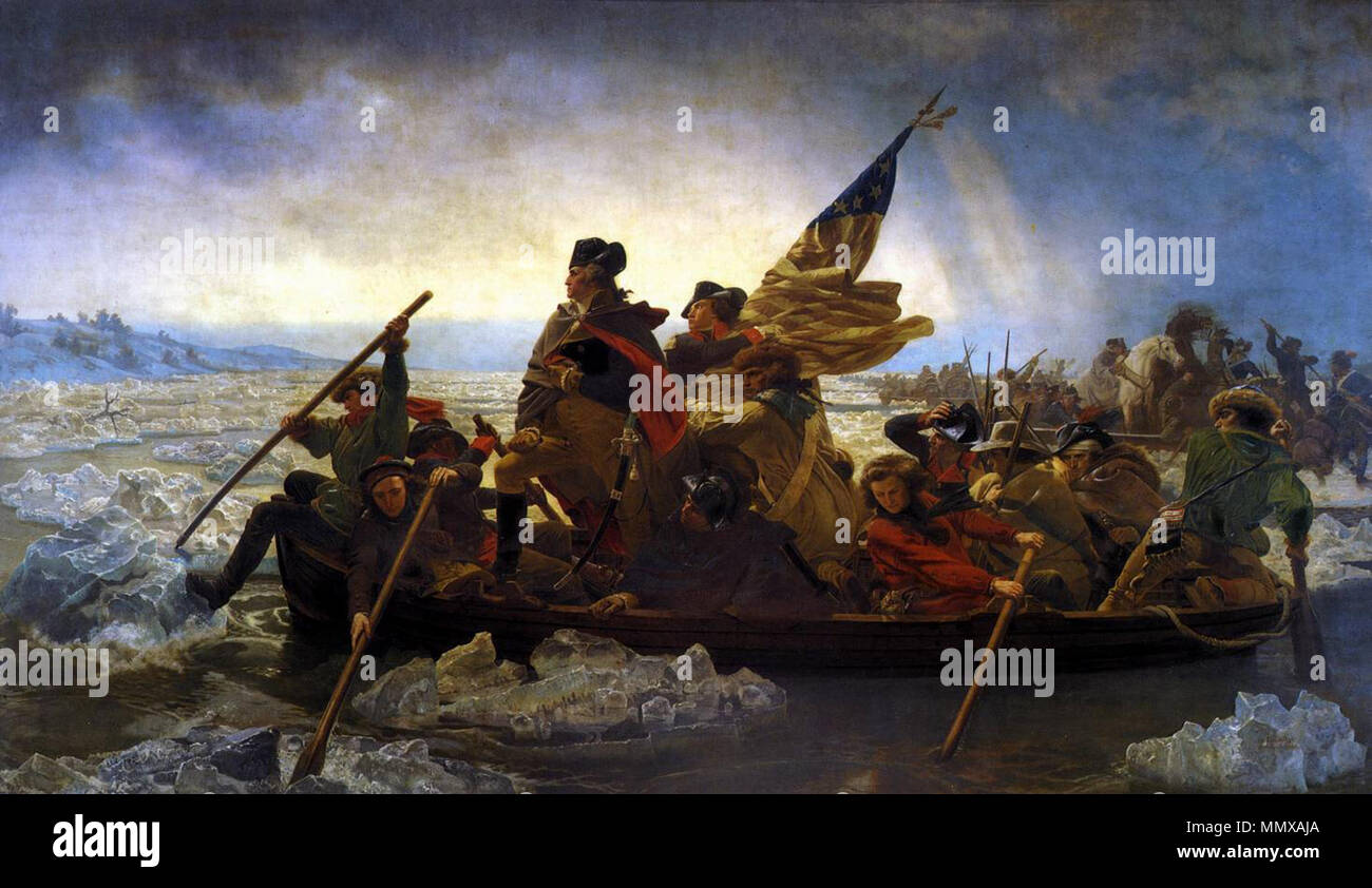 English: Washington Crossing the Delaware . 1851. Emanuel Leutze - Washington Crossing the Delaware - WGA12909 Stock Photo